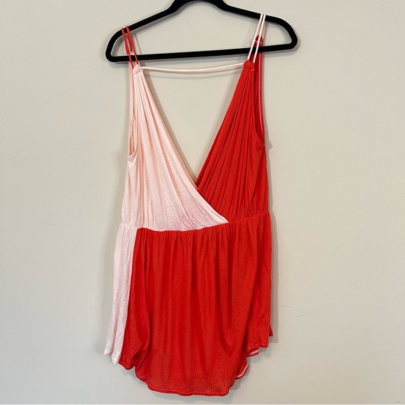 Free People Orange and Pink Tunic Length Drapey Tank Top EUC - Picture 5 of 6